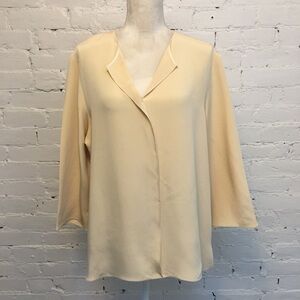 Peter Cohen silk tunic top collarless cream size xl